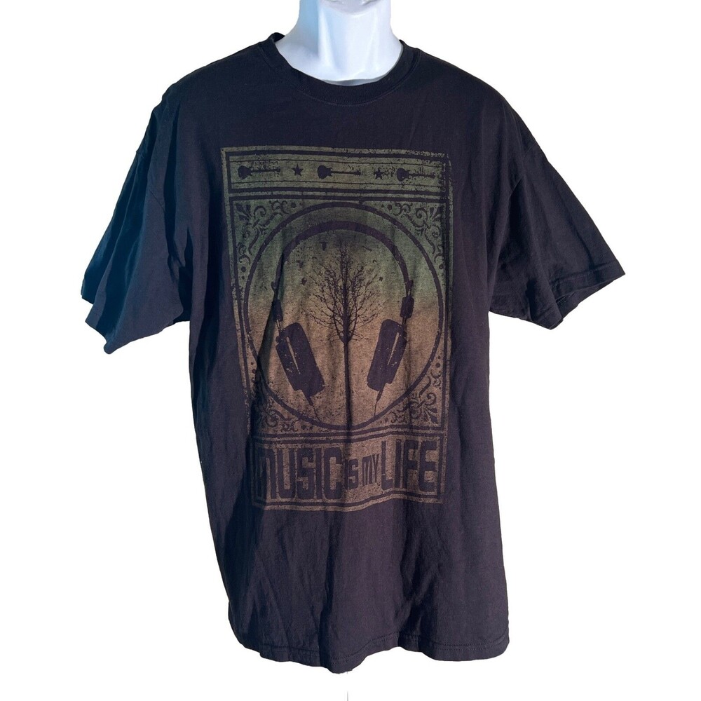 URBAN PIPELINE UP "MUSIC IS MY LIFE" DJ Short Sleeve Black‎ T-Shirt 2XL